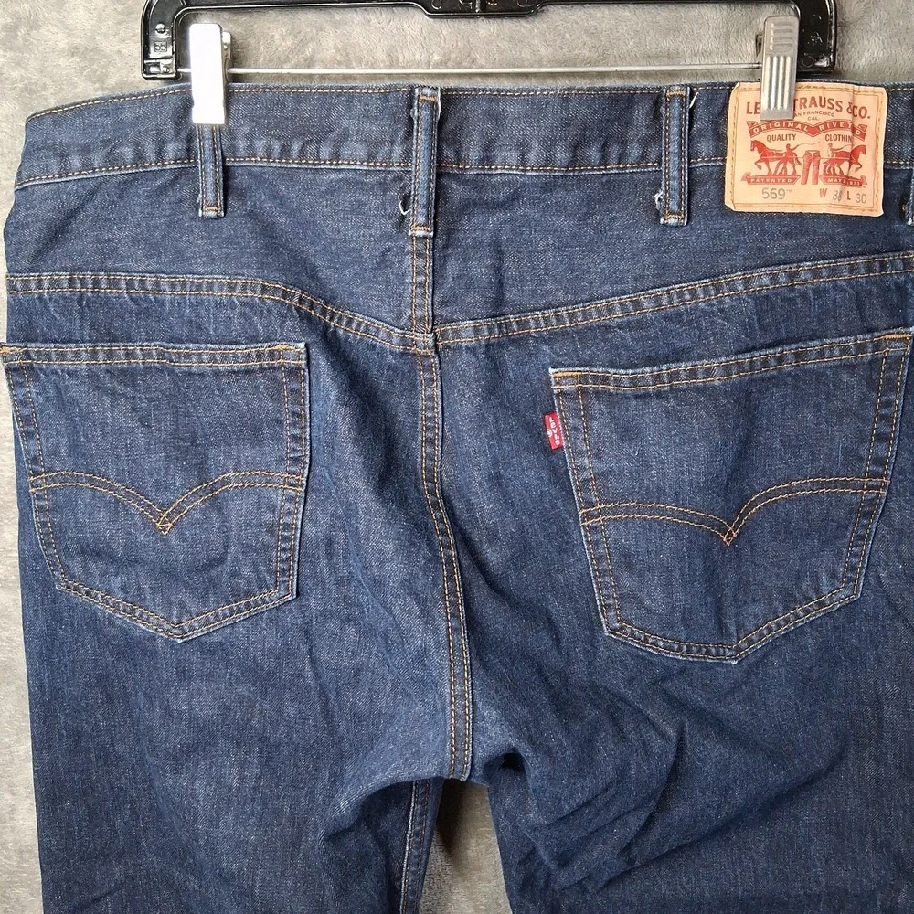 Levis 569 Jeans Men Size 38x30 Dark Blue Loose Straight Mid-Rise 5 Pocket Casual
